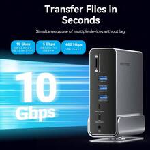 VENTION 15-in-1 Stasiun Docking USB-C Vertikal, Hub Desktop Multiport Pengisian Cepat PD 100W, Braket yang Dapat Diputar dan Dilepas, Audio OMTP & CTA, Dock Universal Paduan Aluminium untuk MacBook, Laptop Windows - View 6
