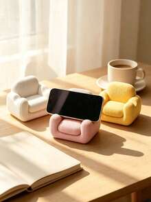 Cream Color Lazy Phone Tablet Stand, Textured Hard Sofa‑Style Holder, Cute Desktop Decor For Hands‑Free Viewing - Multicolor - View 3
