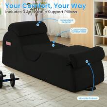 Modern Corduroy Adjustable Lounge Sofa, Washable Fabric Couch With Solid Wood Frame For Home Use - Black - View 5