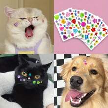 4pcs DIY Acrylic Gem Pet Stickers, Colorful Heart, Flower And Star Shapes, Suitable For Dog Grooming And Beauty Accessories - Multicolor - View 6