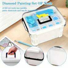 111 Pcs Diamond Painting Tools,48 Slots Storage Container For Diamond Art Kits For Adults,Portable Handle Design,Blue/Purple/Pink Series Multi-Layer Storage For Drills & Accessories,Ideal Craft Gift,Jewelry Bead Organizer For Rhinestones,Gem,Bead - View 2