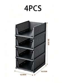 Juego de 4 piezas de cestas de almacenamiento plegables para cajones, cajas organizadoras apilables para armario con divisores, cajas de almacenamiento para armario, gabinete, cocina, baño, cajas de almacenamiento para armario, divisores de armario e insertos de estantería, estante de almacenamiento en capas - Multicolor - Ver 14