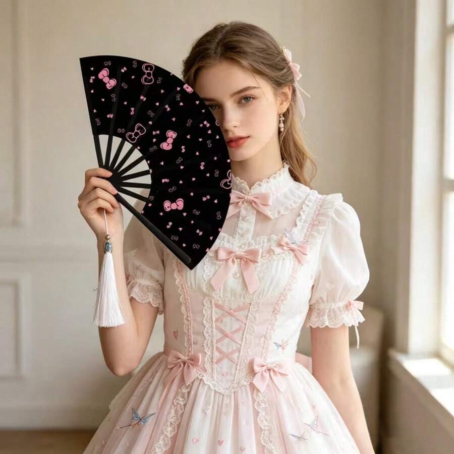 10pcs Women's Handheld Fans, Vintage Pattern Design, Bright Vintage Style, Lightweight And Portable, Suitable For Daily Use, Outdoor Activities And Party Occasions, Ideal Fashion Accessory - Hand Fan - View 1