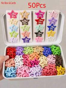 50pcs Random Color Star Hair Clips, Women Y2K Snap Hair Clips, Suitable For Daily Wear, Party, Birthday, Christmas Gift Hair Accessories - Multicolor - View 8