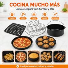 5-Piece Air Fryer Accessory Set For 20-21 Cm Baskets, Includes Cake Barrel, Pizza Pan, 304 Stainless Steel Rack, Muffin Mold And Silicone Mat - View 5