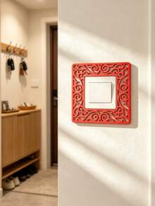 3D Printed Chinese Style Carved Hollow Switch Panel Decorative Cover, No-Drill Switch Frame, New Chinese & European Wall Decor Protective Sleeve, Vintage Atmosphere Decoration - Multicolor - View 7