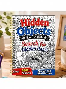 Mindfulness Art Coloring + Hidden Object Puzzle 2-In-1 Activity Book A5 Spiral Bound Suitable For Adults And Seniors Brain Training Stress Relief Gift - Multicolor - View 3