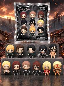 Crunchyroll 1pc  Official Licensed Blind Bag, Includes 3D PVC Character Clip, Random 1 Style, Including Eren, , , Armin And Titan Characters, Portable Backpack Charm, Fashionable Bag Decoration, Fan Collector Birthday Holiday Surprise Gift - Multicolor - View 1