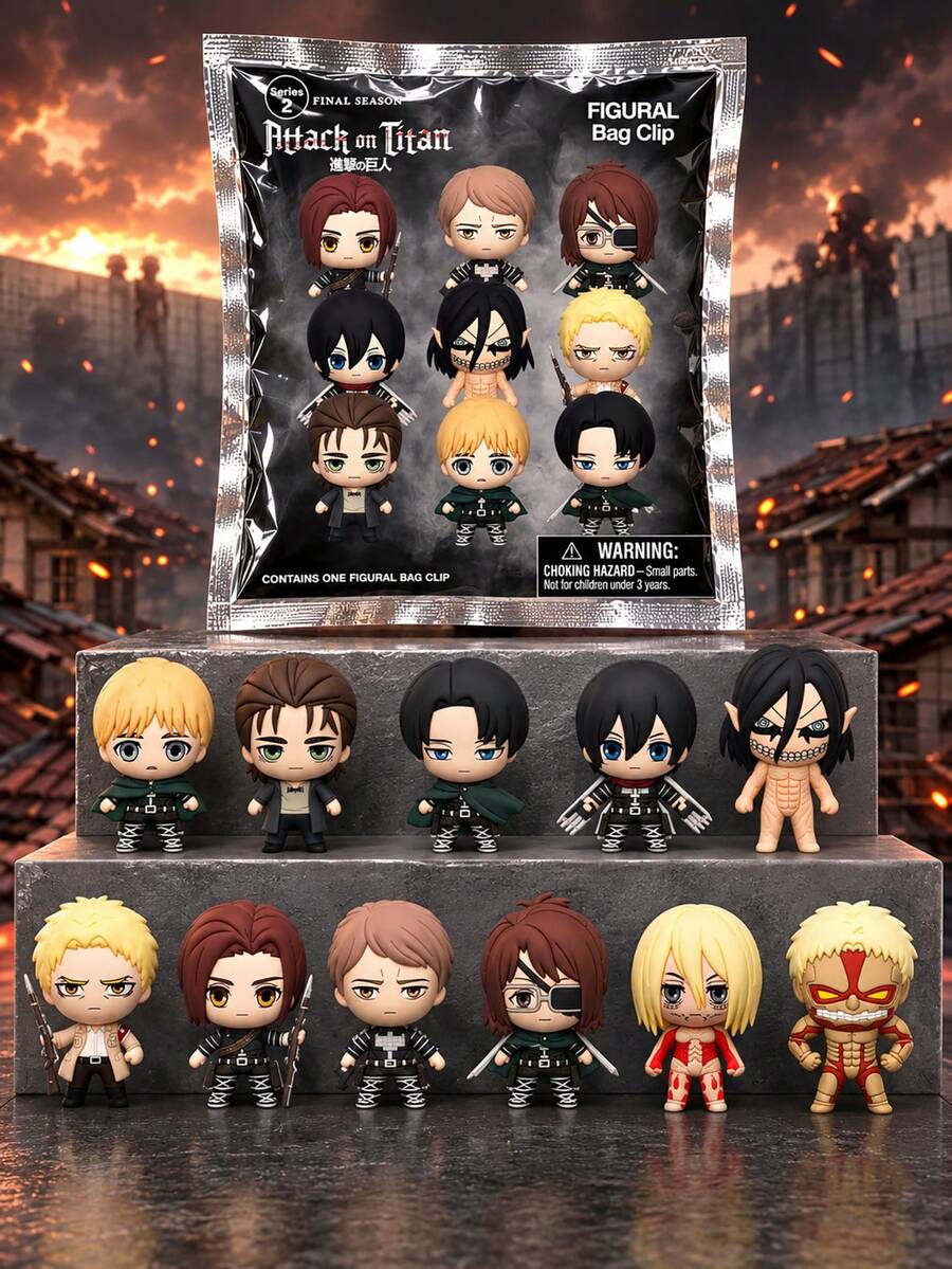 Crunchyroll 1pc Official Licensed Blind Bag, Includes 3D PVC Character Clip, Random 1 Style, Including Eren, , , Armin And Titan Characters, Portable Backpack Charm, Fashionable Bag Decoration, Fan Collector Birthday Holiday Surprise Gift - Multicolor - View 1