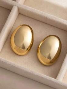 1 par de pendientes de aro metálicos exagerados para mujer, diseño único - Dorado - Ver 7