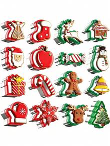 5pcs/8pcs Christmas Cookie Cutter Set, Holiday Cookie Cutters With Comfortable Grip, Stainless Steel Baking Molds, Christmas Shapes Including Santa, Gingerbread Man, Christmas Tree, Stainless Steel Sandwich Cutter, Baking Tools Set - Multicolor - View 2