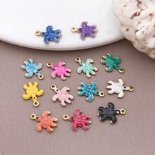 5pcs 18K Golden Plated Enamel Turtle Charms Sea Tortoise Animal Pendants For DIY Bracelet Necklace Earring Ocean Theme Jewelry Making Findings - Multicolor - View 4