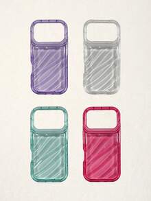 Asymmetrical Wavy Shockproof Asymmetric Wavy 4pcs Laser Phone Case Compatible With IPhone 17 Pro Max 13/16 Pro Max Spring Gift - Multicolor - View 35