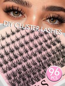 Waloshow 96pcs/Box Cluster False Eyelashes D Curl Soft Single Lash Extensions Eye Enlarging Comfortable DIY Home Convenient Lash Clusters Single False Eyelashes - D - View 5