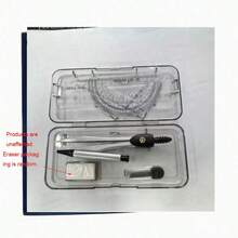 透明收納盒/7件套圓規組－包含量角器與尺，可進行精確幾何繪圖，以及三角尺與完整文具套組。多功能考試與學習文具套裝。返校季。 - 套裝 - 查看 4
