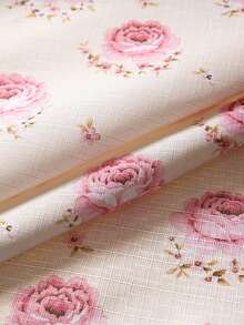 1pc Vintage Pink Rose Floral Print Tassel Round Tablecloth, French Country Style Decorative Tablecloth, Suitable For Dining Table, Home Kitchen, Party Decoration - Pink - View 6