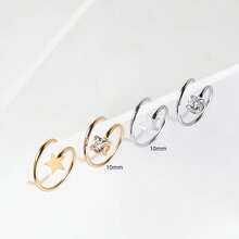 1pc S-Shaped Diamond Nose Stud, Star & Clear CZ Double Hoop Delicate Nostril Piercing Jewelry, 316L Hypoallergenic Stainless Steel Nose Ring, Suitable For Daily Wear - Nose Ring - View 3