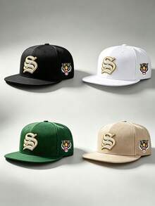 1pc Men Hat Letter S Embroidered Side Tiger Head Printing Hats For Men, Adjustable Hat, Perfect For Parties, Travel, And Sun Protection - Multicolor - View 9