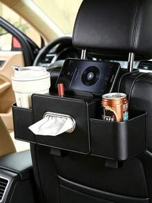 Multifunctional Car Seat Back Organizer, Dual Cup Holders + Tissue Box + Phone Storage, Easy Installation, Keep Car Interior Tidy - Multicolor - View 6
