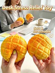 somoving Crispy Texture Pink/Yellow Extra Large Realistic Pineapple Bread Squishy Toy, Slow Rebound Soft Squeeze Toy, Silent Pressure Relief Sensory Toy, Pineapple Desktop Decor, Suitable For School And Office - Multicolor - View 7