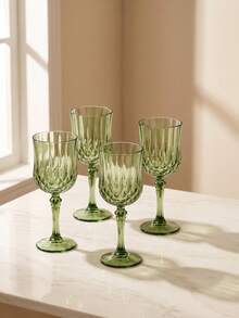 1pc Faceted Drinking Glass Set, Vintage Crystal Style Goblet, Elegant Long Stem Tableware, Suitable For Dining, Party, Wedding And Home - View 2