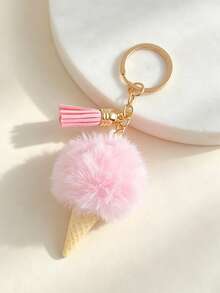 New Ice Cream Decor Bag Charm Women's Autumn/Winter Pom Pom Keychain Pendant Phone Charm Women's Keychain - Multicolor - View 8