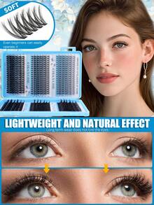 720/684/648 Pcs Large Capacity Cluster Lashes, Portable Segment Lash Extensions For Beginners, Soft Natural Look, Dense & Fluffy Individual Lashes, Long‑Lasting Lightweight, For Daily Makeup & Home DIY - D - View 5