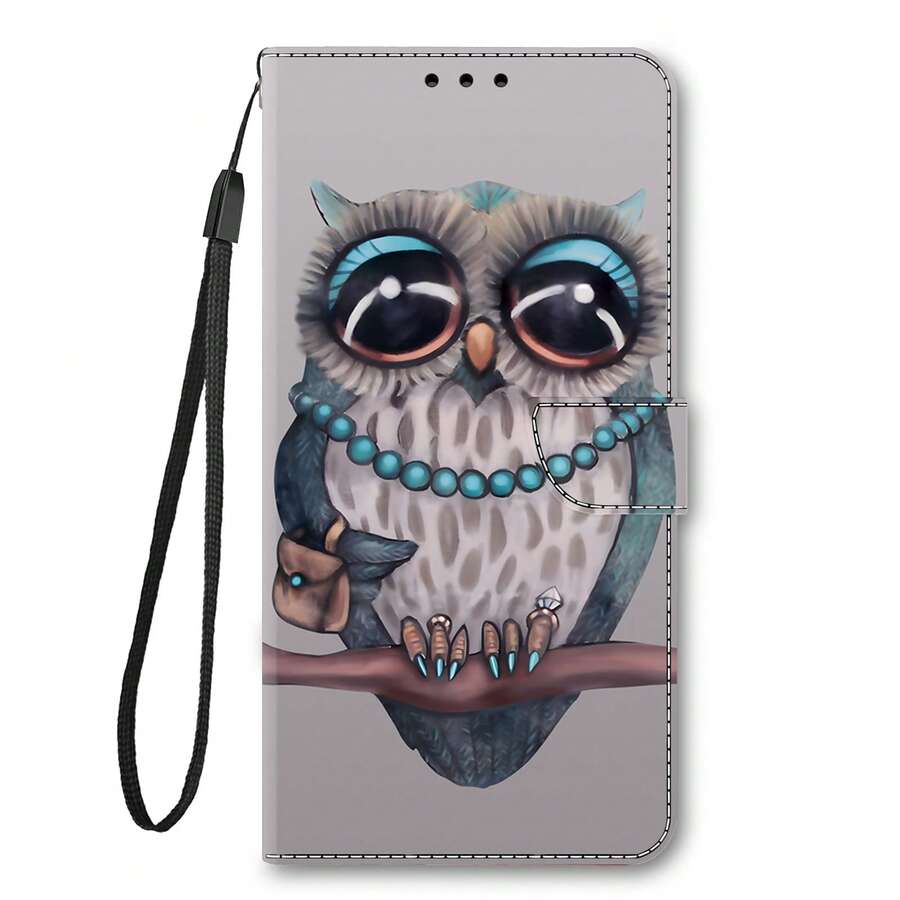GLANDOTU PU Leather Phone Case, Cute Cartoon Owl Flip Folio Case With Card Holder Kickstand Wrist Strap Compatible With Multiple Brands And Models - Multicolor - View 1