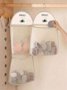 1pc Mesh Storage Bag With Hook, Compartments, Breathable Washable Laundry Organizer, Suitable For Underwear, Socks, Bras, Clothes, Bedroom, Dorm, Wall-Mounted Storage Rack, Laundry Storage, Toy Storage, Basket Storage, Closet Organization, Storage Box, Storage Box - Multicolor 1 - View 5