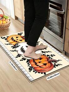 1/2pcs Halloween Pumpkin Pattern, Autumn Vintage Diatomaceous Earth Mat, Super Absorbent, Non-Slip, Perfect For Bathroom, Kitchen And Dining Room, Quick Dry, Ideal Gift For Home Decor And Bathroom Mat - Multicolor - View 17