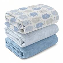 3 Packs Muslin Swaddle Blankets, Cotton Receiving Baby Blanket Large 40 X 38 Inches, Soft Breathable Swaddling Wrap For Unisex Newborn - Multicolor - View 8