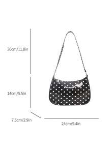 Tas Bahu Wanita, Tas Selempang Motif Polkadot, Tas Baguette Serbaguna untuk Komuter - MultiWarna - View 7