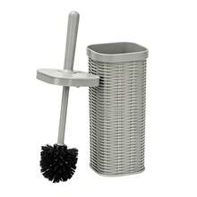Resin Toilet Brush With Holder In Light Grey, Rattan Texture Toilet Scrubber For Bathroom Cleaning, Elegant And Functional Bathroom Accessory - Default - View 9