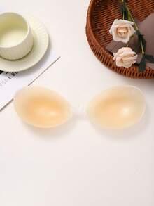 2pcs Nude Front-Clasp Silicone Bra, Sweat-Proof Anti-Slip Invisible Nipple Covers, Suitable For Backless Dresses And Camisoles - Apricot - View 2