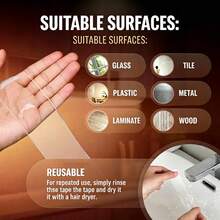 1 Roll Heavy Duty Double Sided Tape, Reusable Strong Adhesive Tape, Multi-Purpose Removable Washable Transparent Nano Tape, Suitable For Home/Office/Car Item Attachment, Perfect For Home Decor Tools, Damage-Free Stickers, Wall Decals - Multiple Styles - View 9