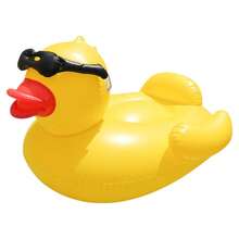 Inflatable Giant Yellow Duck Oversized Water Float Adult Fashion Glasses Yellow Duck Swim Ring Pool Inflatable Duck - A - View 5