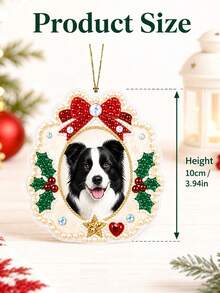 Custom Photo Pet Pearl Painting Kit, DIY 3D Diamond Art Ornament With Bows & Holly, Princess Castle Style Suncatcher Hanging Decor For Home Christmas Tree, Handmade Keepsake Craft Gift For Women Pet Lovers - Multicolor - View 8