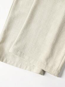Men's Solid Color Straight Leg Casual Pants With Pockets, Suitable For Daily Commute And Vacation - Apricot - View 6