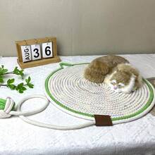 1PC Multi-Color Cat Scratcher Pad, Cute Cat Face Shape Woven Scratching Mat, Durable Rope Cat Scratcher Toy, Sofa Furniture Protector For Indoor Cats Kittens - 42cm*42cm - View 9