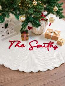 Personalized Christmas Tree Skirt, Family Christmas Tree Skirt, Customized Housewarming Gift, Christmas Home Decor, Christmas Decorations - Multicolor - View 7