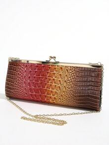 LJDCRFT Women's Fashion Crocodile-Textured Evening Bag, Kiss-Lock Frame Clutch, Suitable For Occasions Such As Balls, Weddings, And Cocktail Parties - Multicolor - View 2
