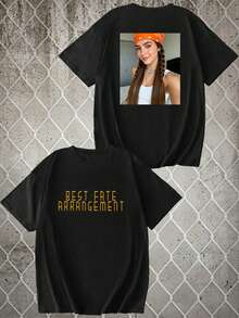 DIY Custom Unisex Personalized T-Shirts With Flocking Printing, Requiring High-Resolution Photos Of Lover Friend Pet Logo, Graphic Tee - Black - View 4