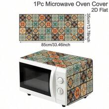 1pc 35X85cm Vintage Bohemian Geometric Pattern Microwave Cover, Polyester Kitchen Microwave Dust Cover, Perfect For Kitchen Decor And Appliance Protection, Home Decoration - 1 Kitten - View 10