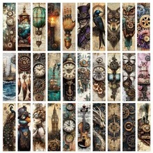 30pcs Steampunk Bookmarks: Exquisitely Designed Mechanical Clock-Style Metal-Look Paper Bookmarks-Perfect For Party Gifts, Rewards, And Holiday Presents - View 12
