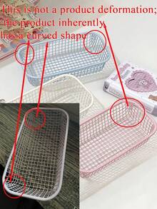 1pc Mini Storage Baskets, Smooth Edge Reinforced Metal Wire Mesh Organizer Baskets, Suitable For Teachers And Artists, Desktop Storage Boxes For Organizing Painting Tools, Toiletries And Daily Sundries, Suitable For Office, Bedroom Or Home Storage - Multicolor - View 8