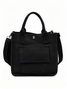 ZAOSHANGHAO Compact Fashion Handbag, Multi-Pocket Multi-Function Crossbody Bag, Bento Box Shaped Storage Bag, Korean Style Coin Purse Handbag - Black - View 2