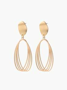 Vandermere 2pcs Lightweight Tear Drop Shaped Dangle Earrings With Gold-Tone Pendant For Daily Commuting - Yellow Gold - View 3
