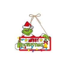 The Grinch قطعة واحدة من ديكور التعليق، مناسبة لديكور المنزل، مقبض الباب، إكسسوار أجواء عيد الميلاد - متعدد الألوان - مشاهدة 7