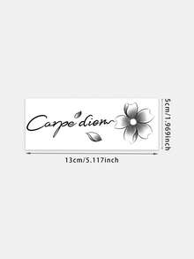 1pc Temperature‑Sensitive Color‑Changing Flower With Latin Quote Temporary Tattoo Sticker, Realistic Fake Tattoo Design, Suitable For Daily Wear, Bachelorette Party Favors, Music Festivals, Games, Graduation Gifts, Lasts 3‑5 Days - Multicolor - View 2