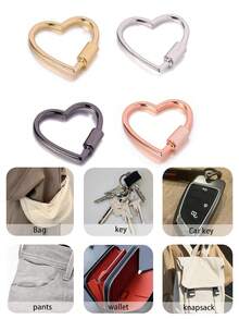 DIY Heart-Shaped Keychain, Key Ring With Screw Snap, Bag Charm, Keychain Accessory, DIY Accessories,Gift Suitable For Close Friend. - Multicolor - View 7